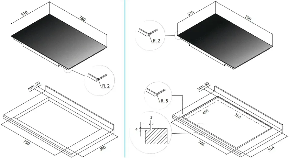 Варочная панель Falmec PIANO INDUZIONE (78 х 51)-2