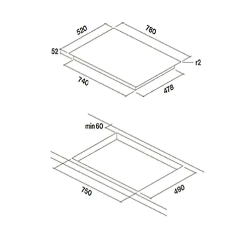 Поверхность FALMEC PIANO INDUZIONE 78x52-2