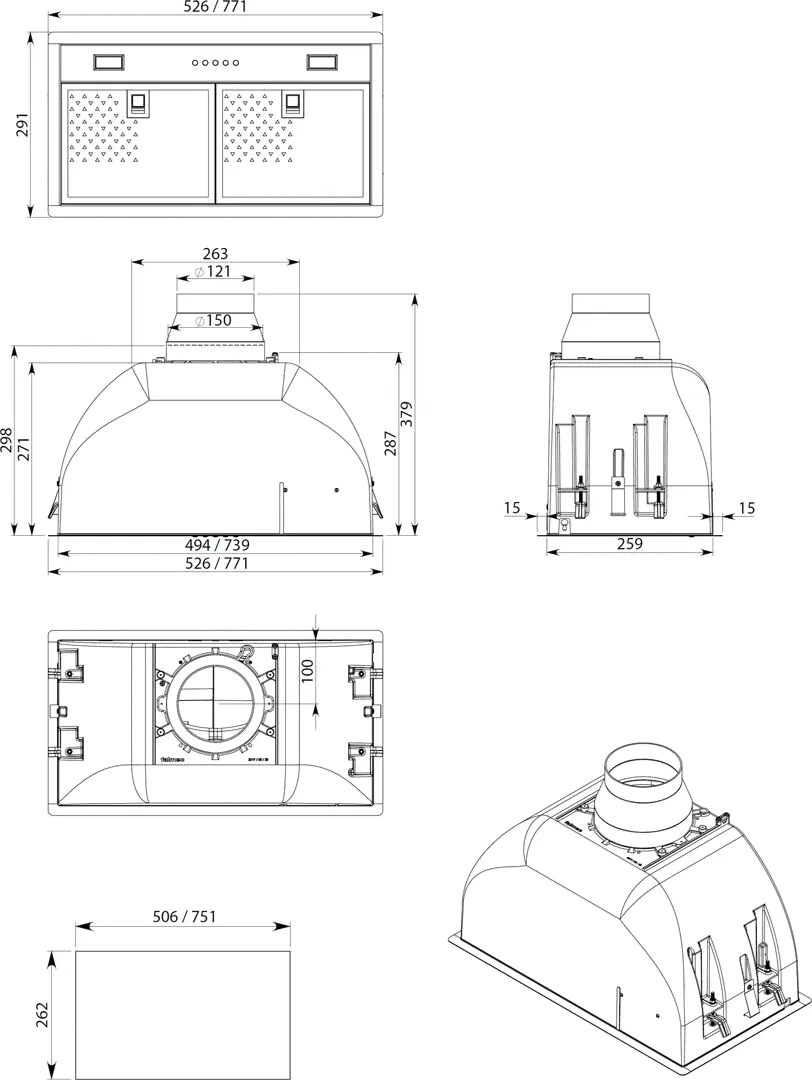 Вытяжка Falmec Built-In 70 нержавеющая сталь, CBIN70.E1#ZZZ3460F-2