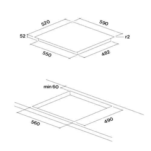 Индукционная варочная панель Falmec PIANO INDUZIONE 59x52-0